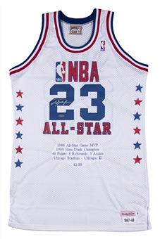 1988 Michael Jordan Signed NBA All-Star Stat Embroidered Jersey (UDA)